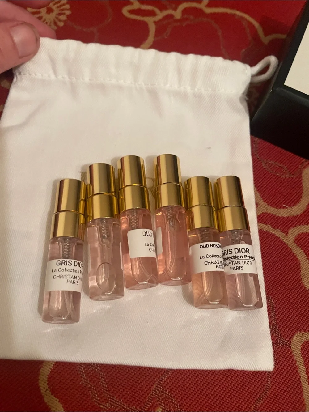 Dior La Collection Privée Travel Spray Vial Set - Pink with Gold Caps and Gucci